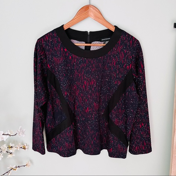 Ashley Stewart Spaced 3/4 Sleeve Top Size 14/16 - Picture 2 of 4